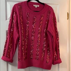 Vine & Love Pink Sequin Crew Neck Sweater